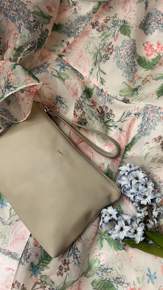Living Life Less Plastic Leather Handbag With Floral Dress And Natural Flowers